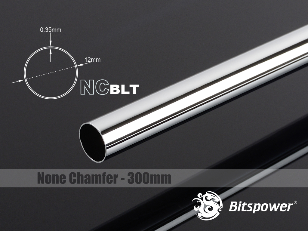Bitspower None Chamfer Brass Link Tubing OD12MM Shining Silver - Length 300 MM