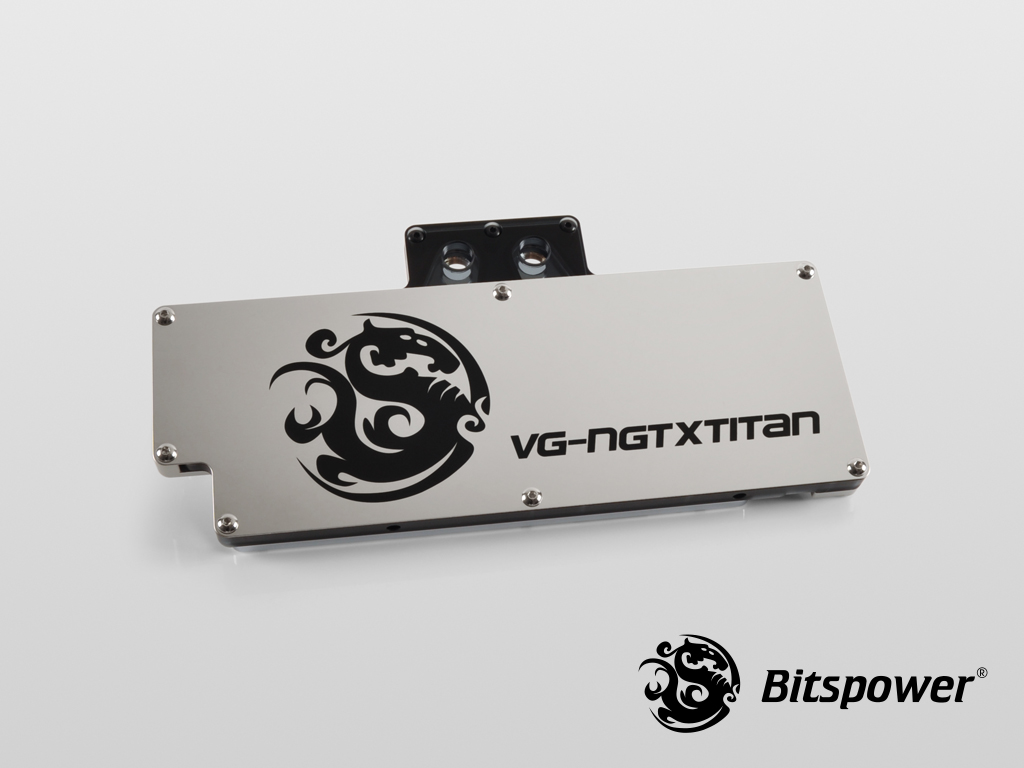 Bitspower VG-NGTXTITAN Nickel Plated ICE Black Acrylic Top With Panel (ICE Black/Silver)