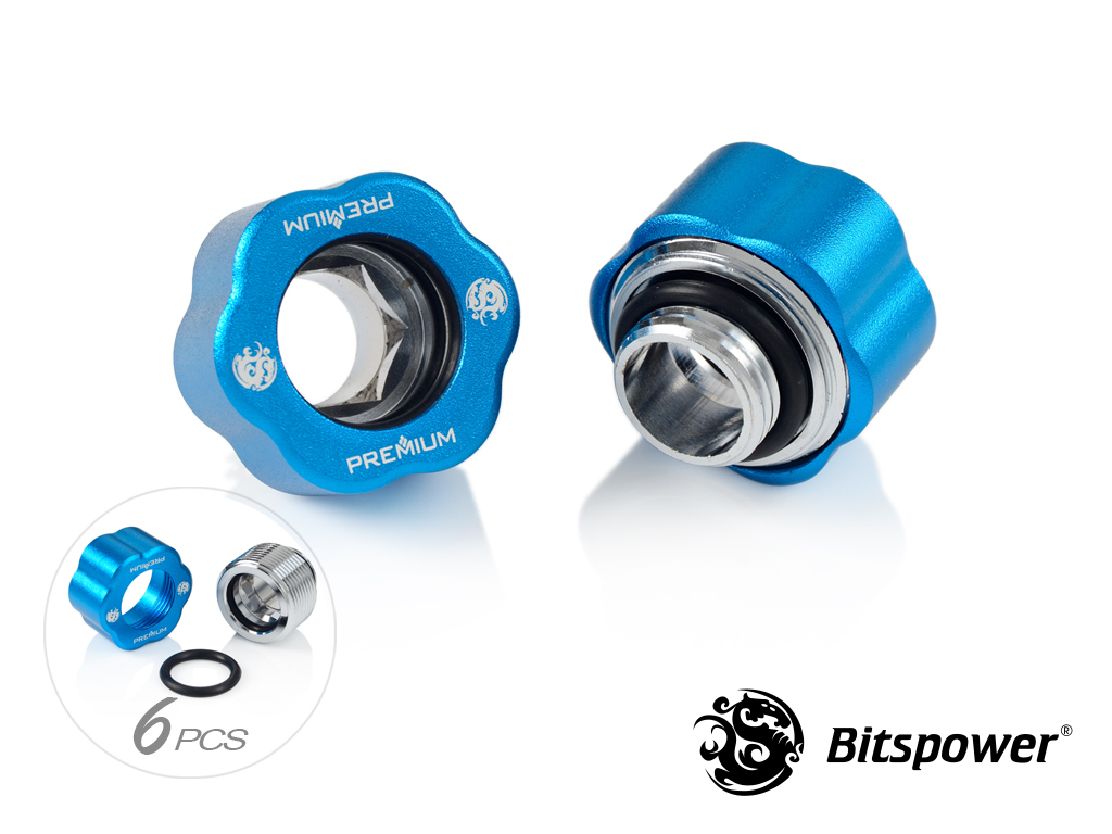 Bitspower Premium Master Hard Tube Fitting MHT14 6 Pack - Abrasive Blue